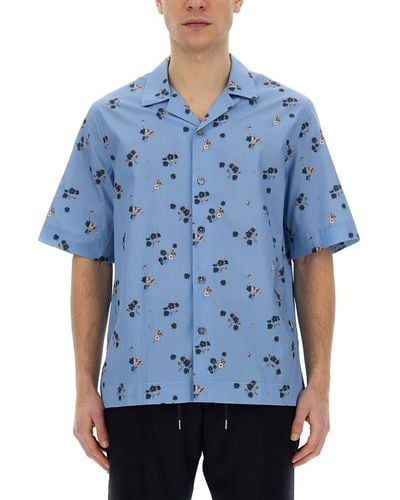 Paul Smith Shirt With Floral Pattern - Blue