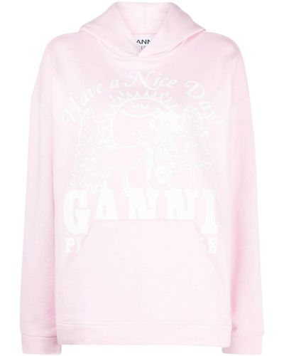 Ganni Isoli Animals Oversized Hoodie - Pink