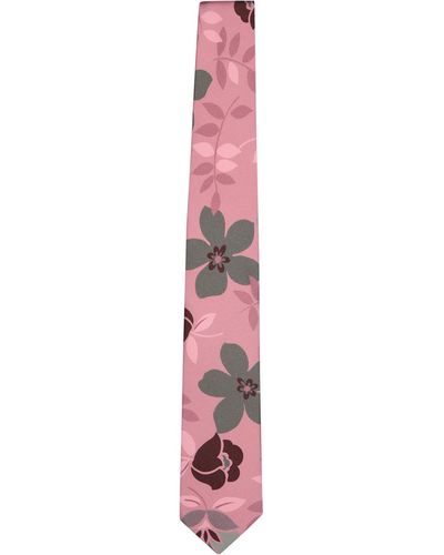 Lardini Floral Pink/green Tie - White