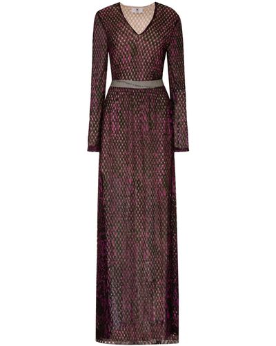 M Missoni Knitted Long Dress - Purple