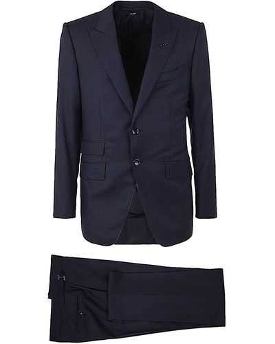Tom Ford Trouser Suit Micro Structure - Blue