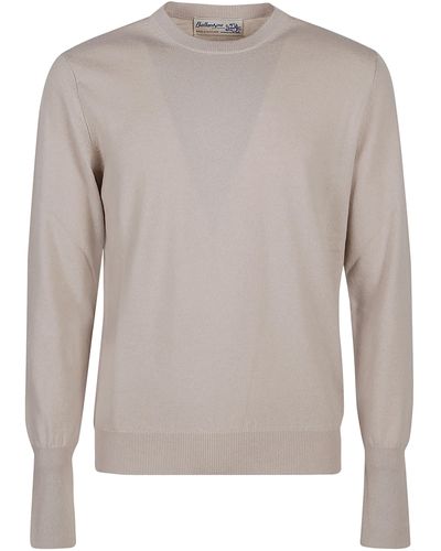 Ballantyne Plain Round Neck Sweater - Gray