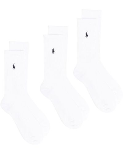 Polo Ralph Lauren Three-pack Polo Pony Ankle Socks - White