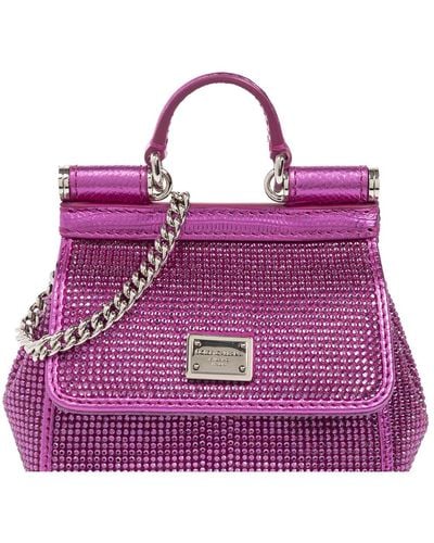 Dolce & Gabbana Shoulder Bag With Logo - Purple