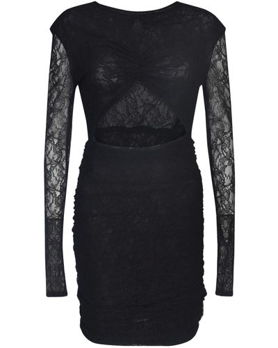 Philosophy Di Lorenzo Serafini Lace Sleeve Cut-Out Detail Slim Dress - Black