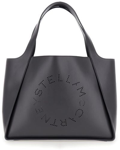 Stella McCartney Tote Bag With Perforated Logo - Black