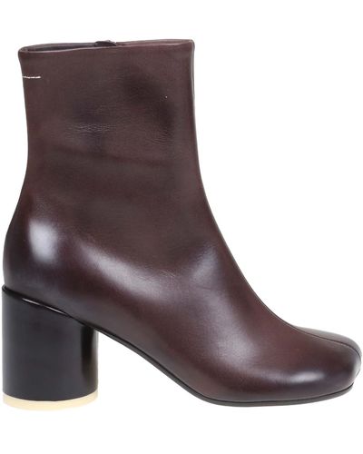 MM6 by Maison Martin Margiela Mm6 Margiella Tabi Ankle Boot In Leather - Brown