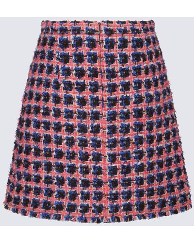 Etro Pink Wool And Mohair Blend Boucle' Mini Skirt - Blue