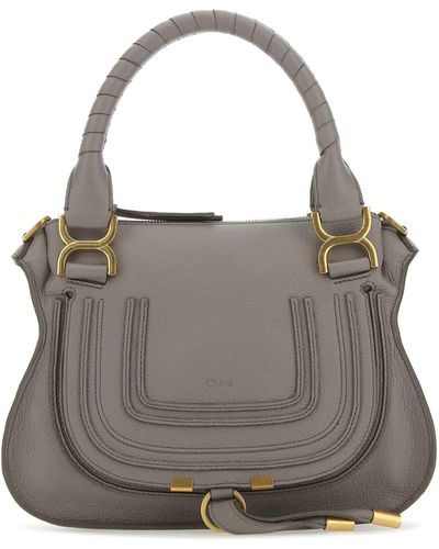 Chloé Leather Small Marcie Handbag - Grey