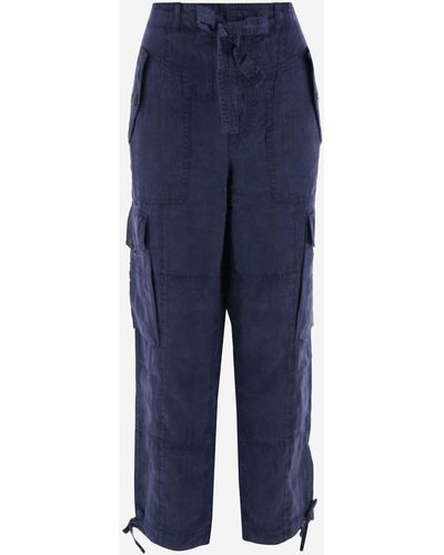 Ralph Lauren Lyocell And Linen Cargo Pants - Blue