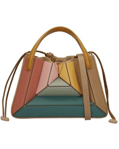 Mlouye Mini Sera Tote Hand Bag In Leather - Multicolor