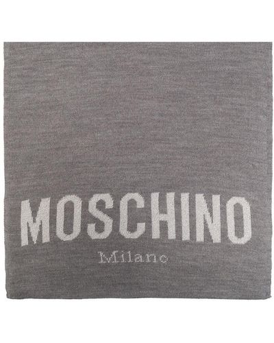 Moschino Logo Intarsia-knit Scarf - Gray