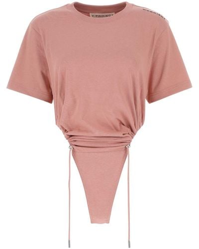 Y. Project Dark Cotton Bodysuit - Pink