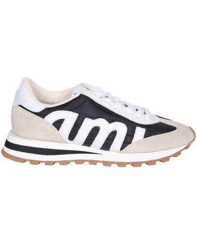 Ami Paris Ami Rush Leather And Canvas Sneakers - White