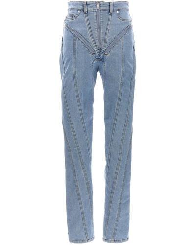 Mugler Zipped Spiral Jeans - Blue