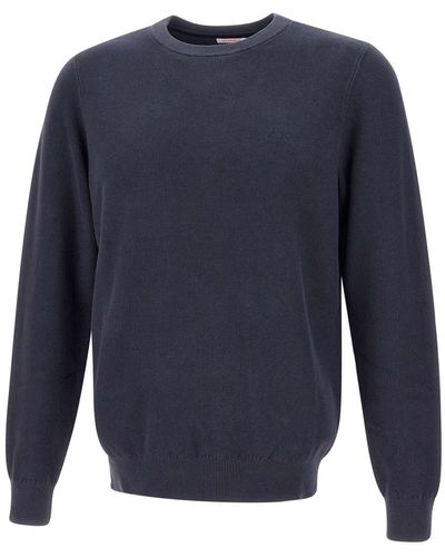Sun 68 Round Vintage Cotton Sweater - Blue