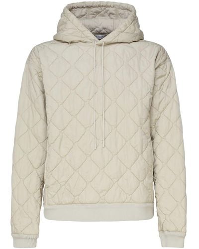 Burberry Quilted Sweatshirt With Hood And Drawstring - White