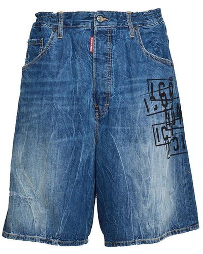 DSquared² Icon Mid-rise Denim Shorts - Blue