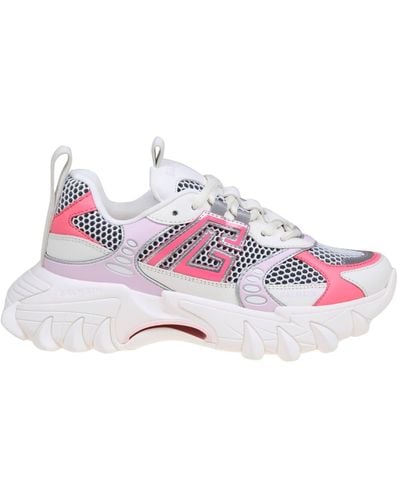 Balmain B-east Trainers In Mix Of White And Pink Materials