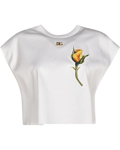 Dolce & Gabbana Flower Cropped Top - White