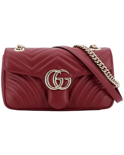 Gucci Gg Marmont Small Shoulder Bag - Red
