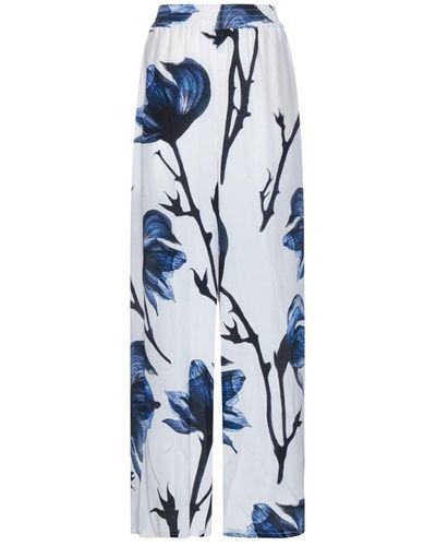 Alexander McQueen Floral Print Wide-leg Pants - Blue