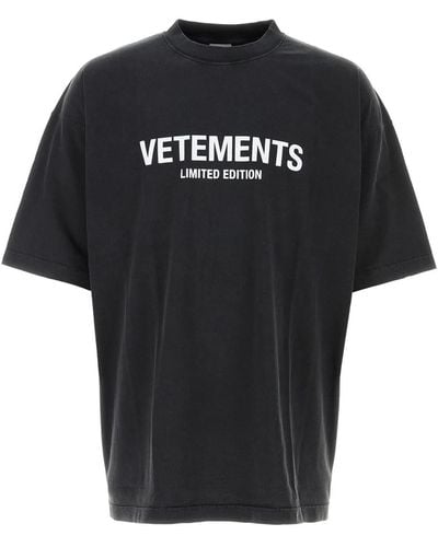 Vetements Slate Cotton Oversize T-Shirt - Black