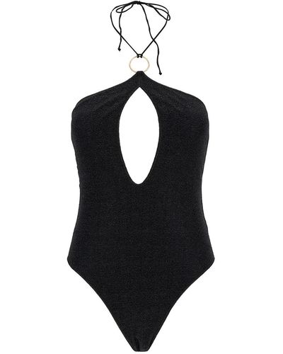Oséree Lumière One-Piece Swimsuit With Cut-Out And Ring - Black