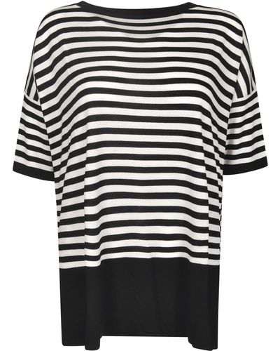 Wild Cashmere Striped T-Shirt - Black