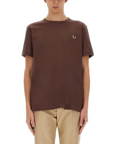 Fred Perry T-Shirt With Logo - Brown