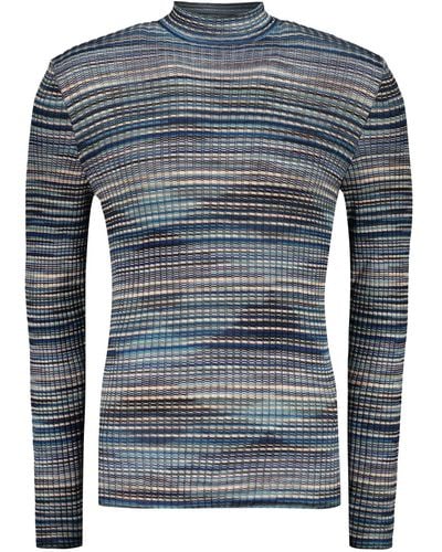 M Missoni Ribbed Wool Turtleneck Sweater - Blue