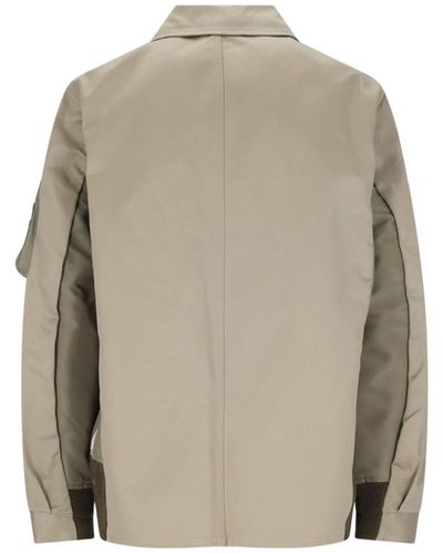 Sacai Nylon Detail Shirt Jacket - Natural