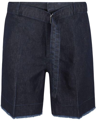 Lanvin Denim Belted Shorts - Blue