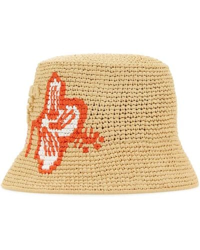 Prada Raffia Bucket Hat - Red