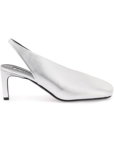 Jil Sander Laminated Leather Slingback Court Shoes - White