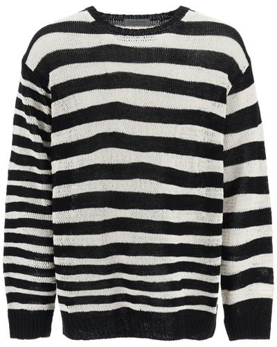 Yohji Yamamoto Striped Pure Cotton Sweater - Black
