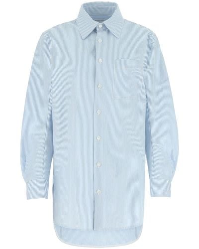Bottega Veneta Embroidered Cotton Oversize Shirt - Blue