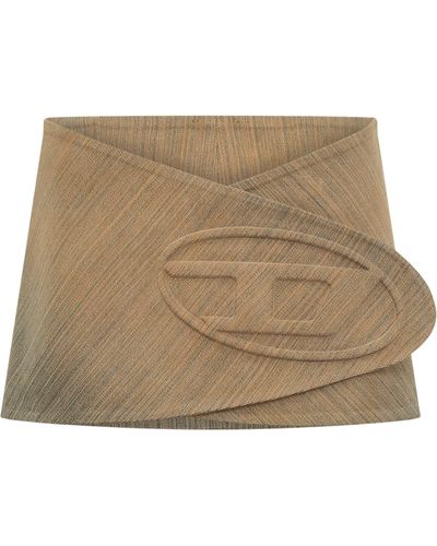 DIESEL Skirt-belt In Streaky Denim - Brown