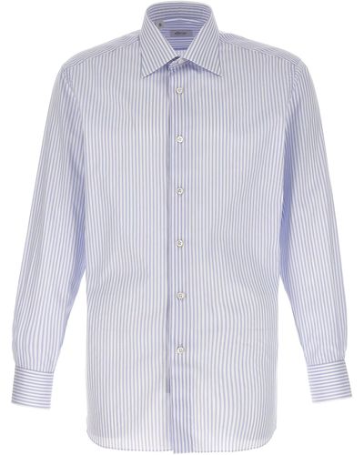Brioni Striped Shirt Shirt, Blouse - Blue