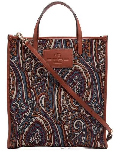 Etro Tote Bag In Iconic Paisley Jacquard Fabric - Multicolor