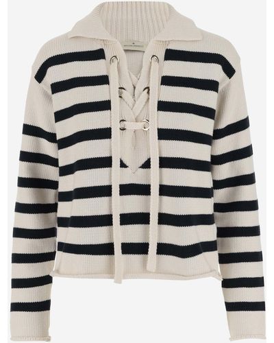Bruno Manetti Cotton Blend Sweater With Striped Pattern - Red