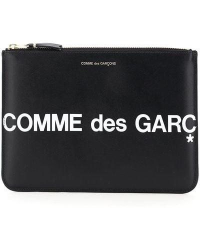 Comme des Garçons Comme Des Garcons Wallet Leather Pouch With Logo - Black