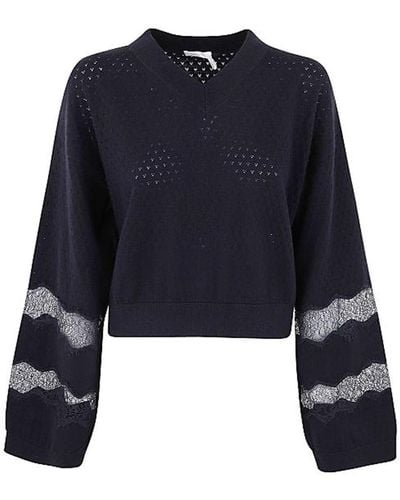 See By Chloé Cotton And Cashmere Pullover - Blue