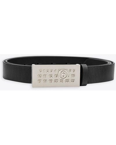 MM6 by Maison Martin Margiela Cintura Leather Belt With Metal Buckle - White