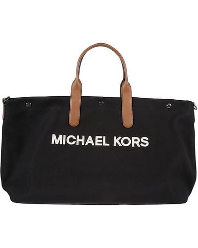 Michael Kors Brooklyn Logo Embroidered Large Tote Bag - Black