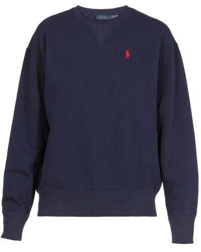 Polo Ralph Lauren Embroidered Logo Cotton-blend Sweatshirt - Blue