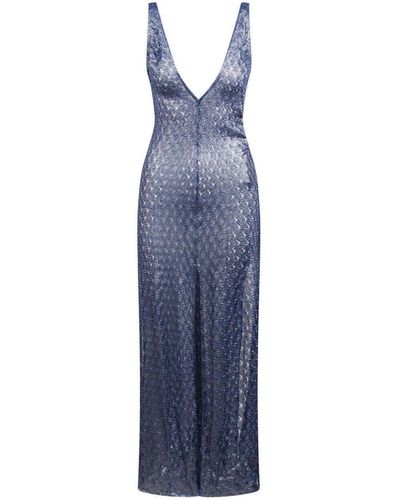 Missoni Crochet-Knit Lurex Maxi Dress - Blue