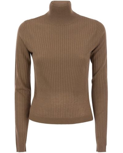 Max Mara Studio Turtleneck Knitted Sweater - Brown
