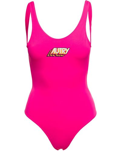 Autry Swimsuit With Logo In Polyamide Woman - Pink