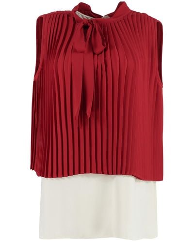 MM6 by Maison Martin Margiela Pleated Top - Red